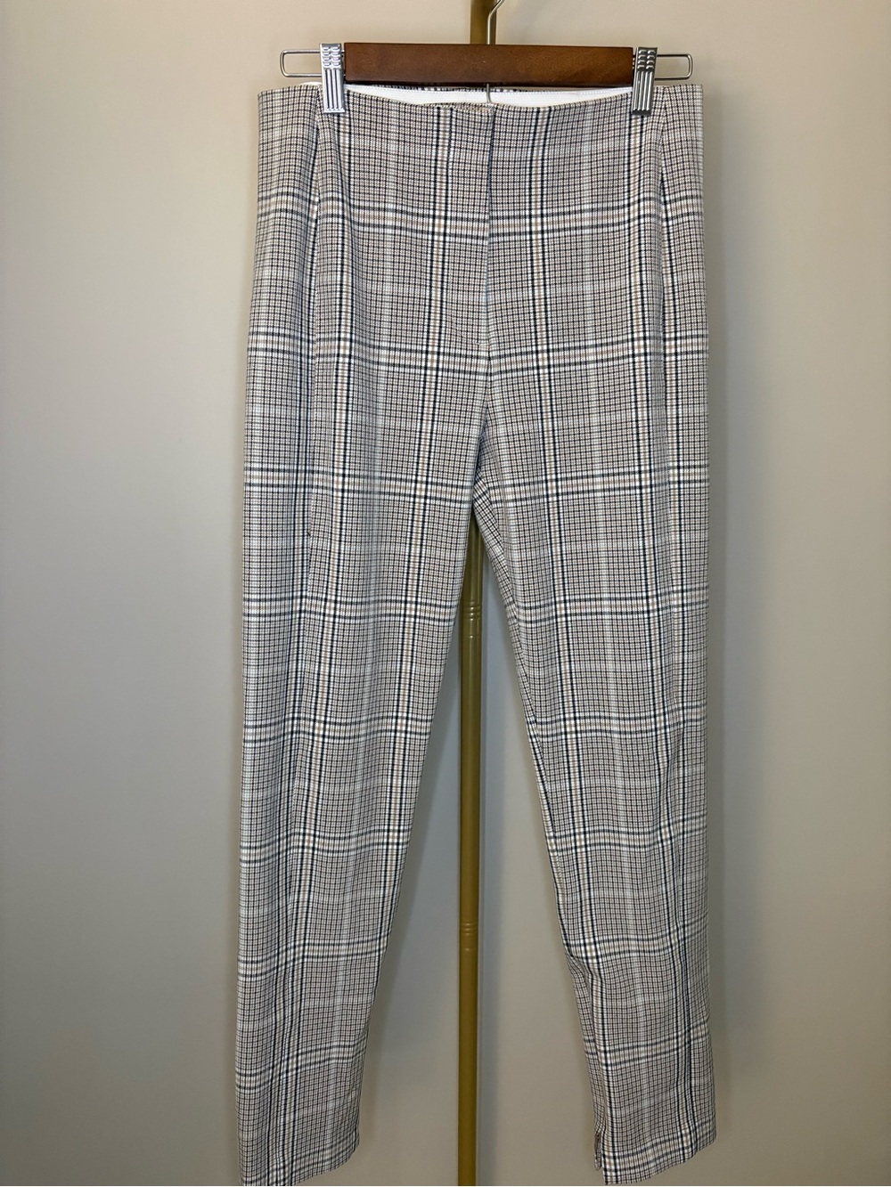 Ann Taylor Brown and Black Plaid Slim Trousers
